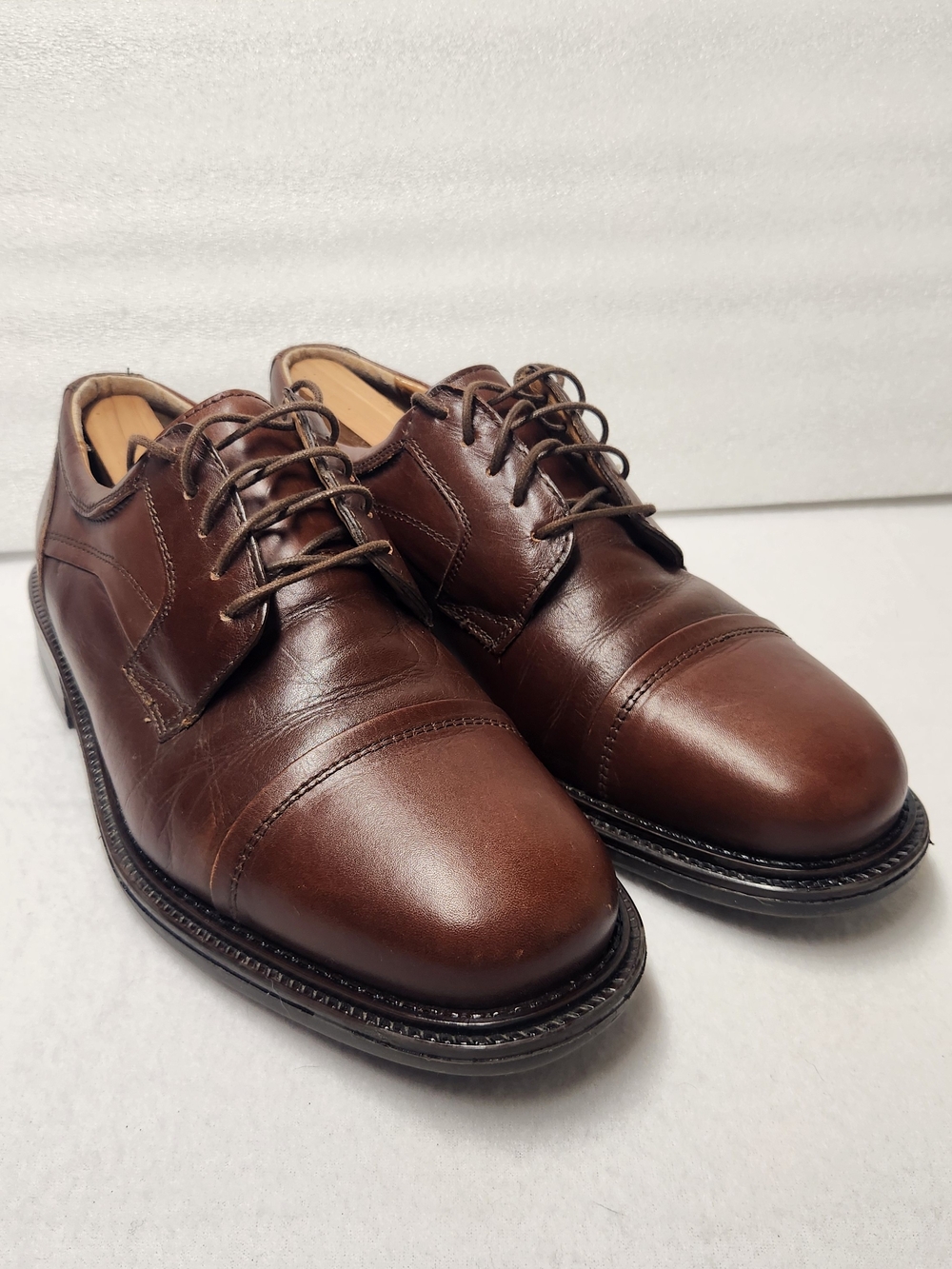 Florsheim @ease Brown Leather Cap-Toe Derby Shoes Size 9 Classic Wedding Office